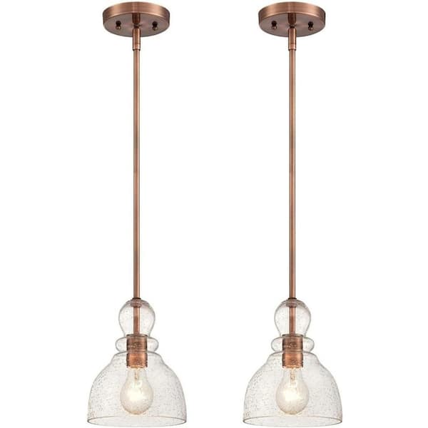 Teamson Kids 1-Light Indoor Adjustable Mini Pendant Light Base - Washed Copper Pendant Light - Indoor Pendant Light Fixtures (2 Pack)