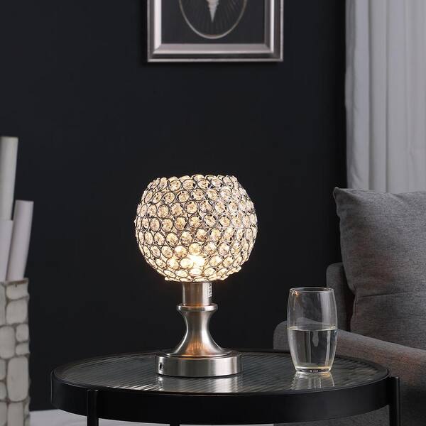 Ore International 11 5 In Crystal Inspired Sequin Elise Uplight Brush Silver Table Lamp Hbl2180 The Home Depot Ore International 11 5 In Crystal, Uplight Accent Lamp Home Depot