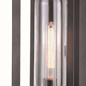 Pullman 1-Light Black Modern Industrial Outdoor Wall Sconce Lantern Clear Glass