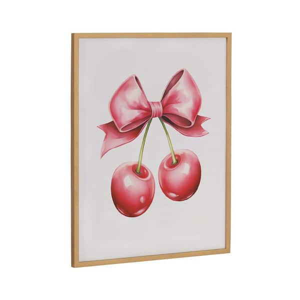 Kate and Laurel Gallery Coquette Preppy Retro Girly Red Pink Bow by The Creative Bunch Studio Gold Framed Art Print 16 in. x 20 in.