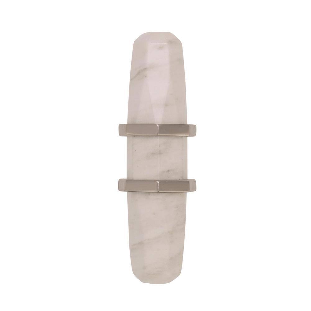 2.5 Inch Marble White and Polished Nickel T-Handle Knob