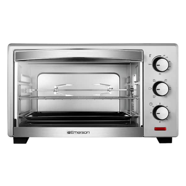 Emerson 1380 W 6-Slice Stainless Steel Convection Toaster Oven with Rotisserie