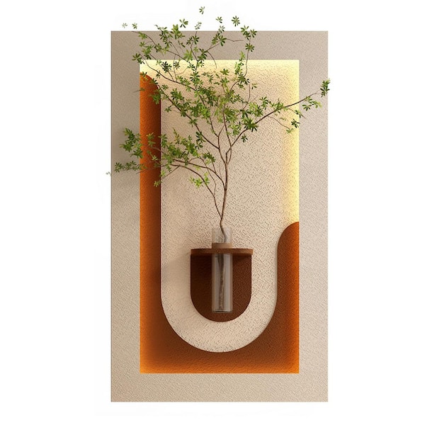Elegant Series Light Coffee PVC Modern Green Botanical Sculpture