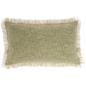 Nicole Curtis Pillow Sage Solid Color Removable Cover 14 in. x 24 in. Throw Pillow