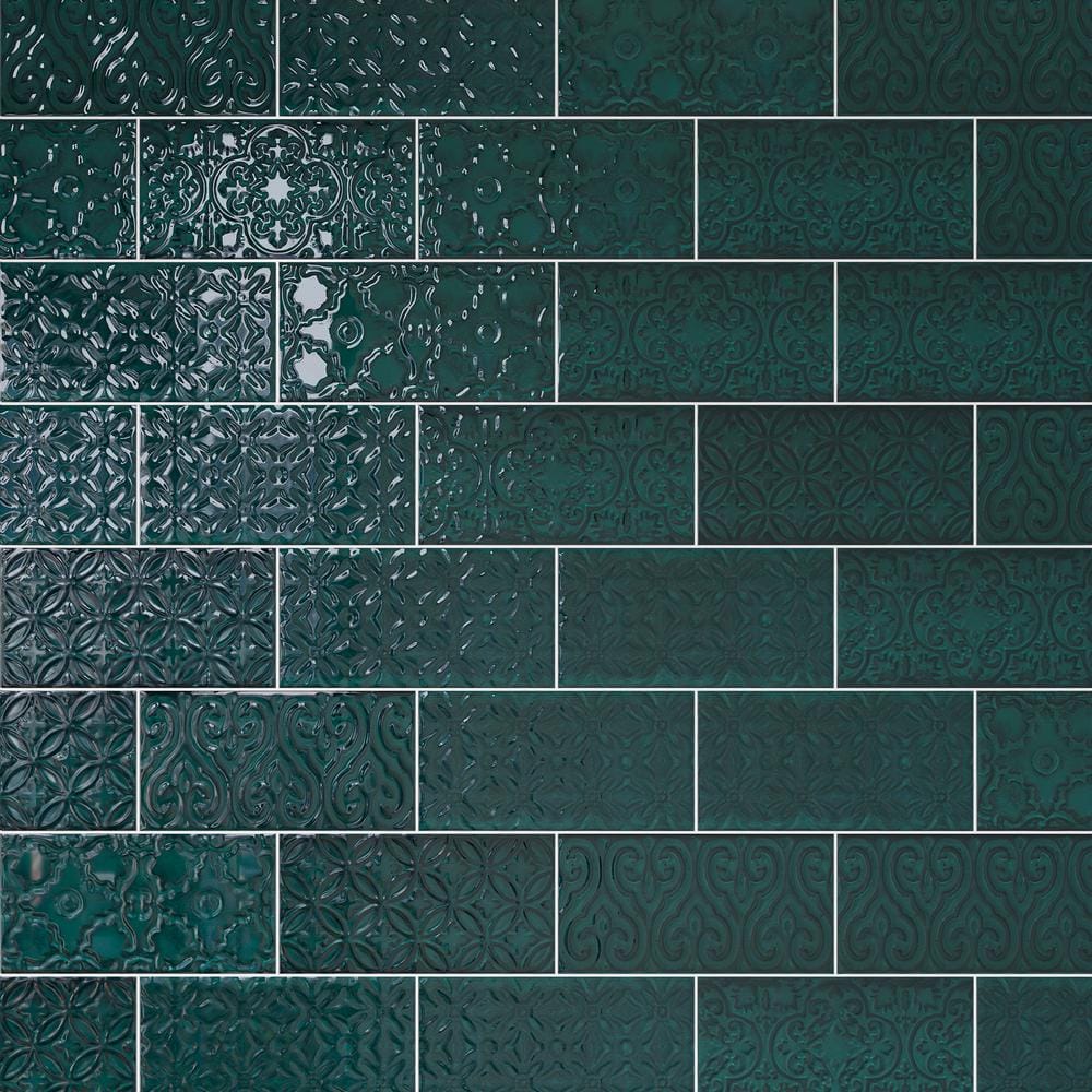 Zafiro Green Polished Ceramic Subway Wall Tile 5x10