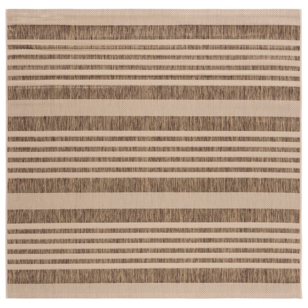 Courtyard Brown/Bone 3 ft. x 3 ft. Striped Indoor/Outdoor Square Area Rug price history on PriceWatchPro