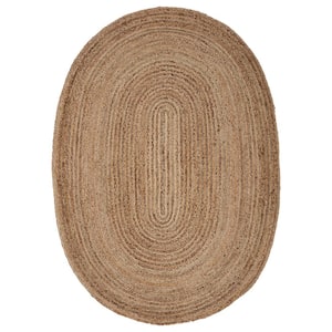 Finn Farmhouse Natural/Gray 7 ft. x 9 ft. Oval Organic Jute Area Rug