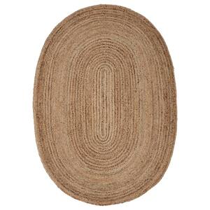 Finn Farmhouse Natural/Gray 5 ft. x 7 ft. Oval Organic Jute Area Rug