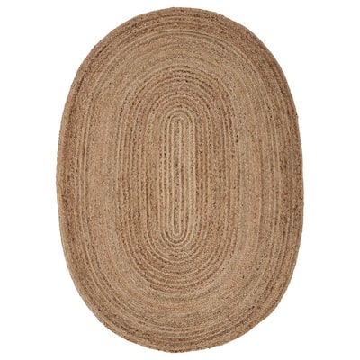 Natural Jute Natural/Gray 7 ft. x 9 ft. Oval Indoor Area Rug