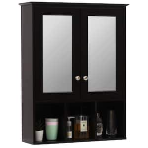 23.6 in. W x 30.4 in. H Rectangular Surface-Mount Bathroom Medicine Cabinet with Mirrors and Shelves in Espresso