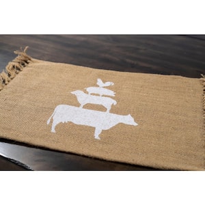 Farm Animals 100% Jute Placemat 12 in. x 18 in. (Set of 4)