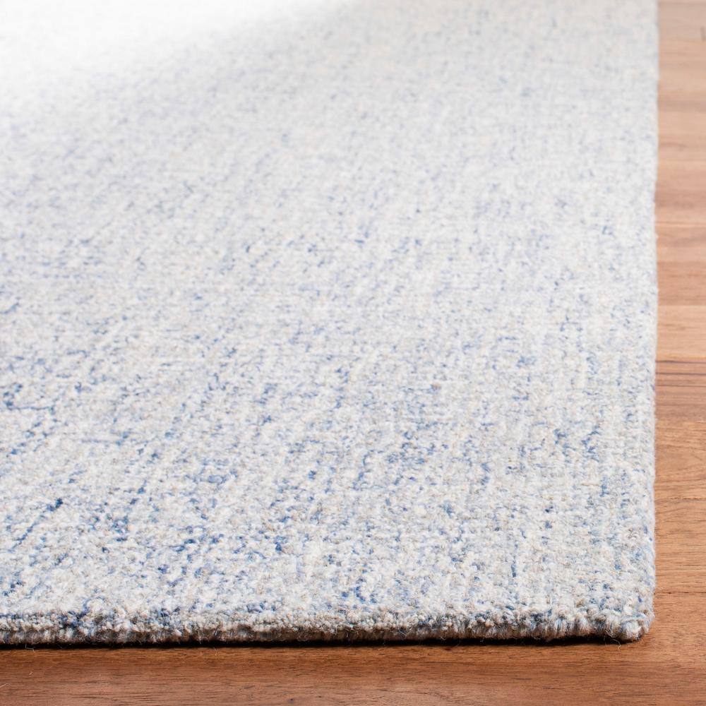 Ivory & Blue Abstract Hand-Tufted Wool Blend Area Rug 8' x 10'