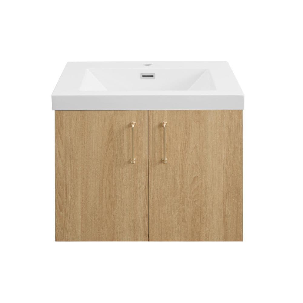 MinimalGrace 24 in. Single Sink Floating Oak Bath Vanity with White Resin Top price history on PriceWatchPro