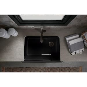 Whitehaven Farmhouse Apron-Front Cast-Iron 33 in. Single Basin Kitchen Sink in Black