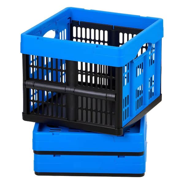 Plastic Collapsible Storage Bins, 25L 3 Packs, Stackable Folding Storage Crates with Handles, Holds 22 lbs. Per Bin