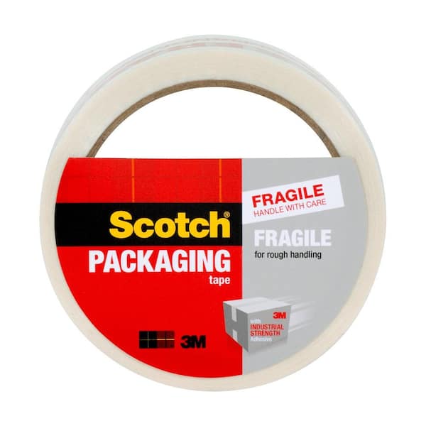 Scotch 1.88 in. x 43.7 yds. (48 mm x 40 m) Fragile Handle with Care Printed Message Packaging Tape, White/Red