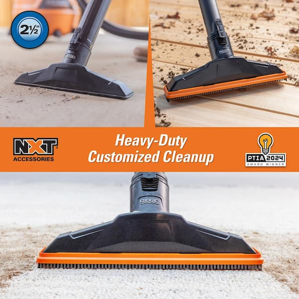 RIDGID - 2-1/2 in. NXT Max Locking Floor Tool Shop Vacuum Attachment with Soft and Hard Bristles for RIDGID NXT Wet Dry Vacs