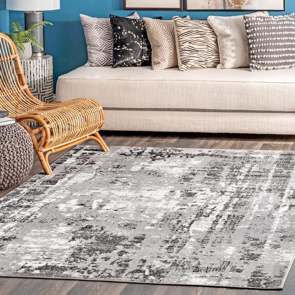 Rosalind Abstract Contemporary Gray 4 ft. 3 in. x 6 ft. Area Rug