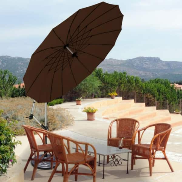 10 ft offset patio hanging umbrella tan Best Choice Products 10ft Offset Hanging Outdoor Market Patio Umbrella w/ Easy Tilt Adjustment