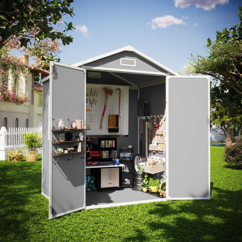 ELPOSUN 6 ft. W x 4.5 ft. D Gray Durable Outdoor Resin Plastic
