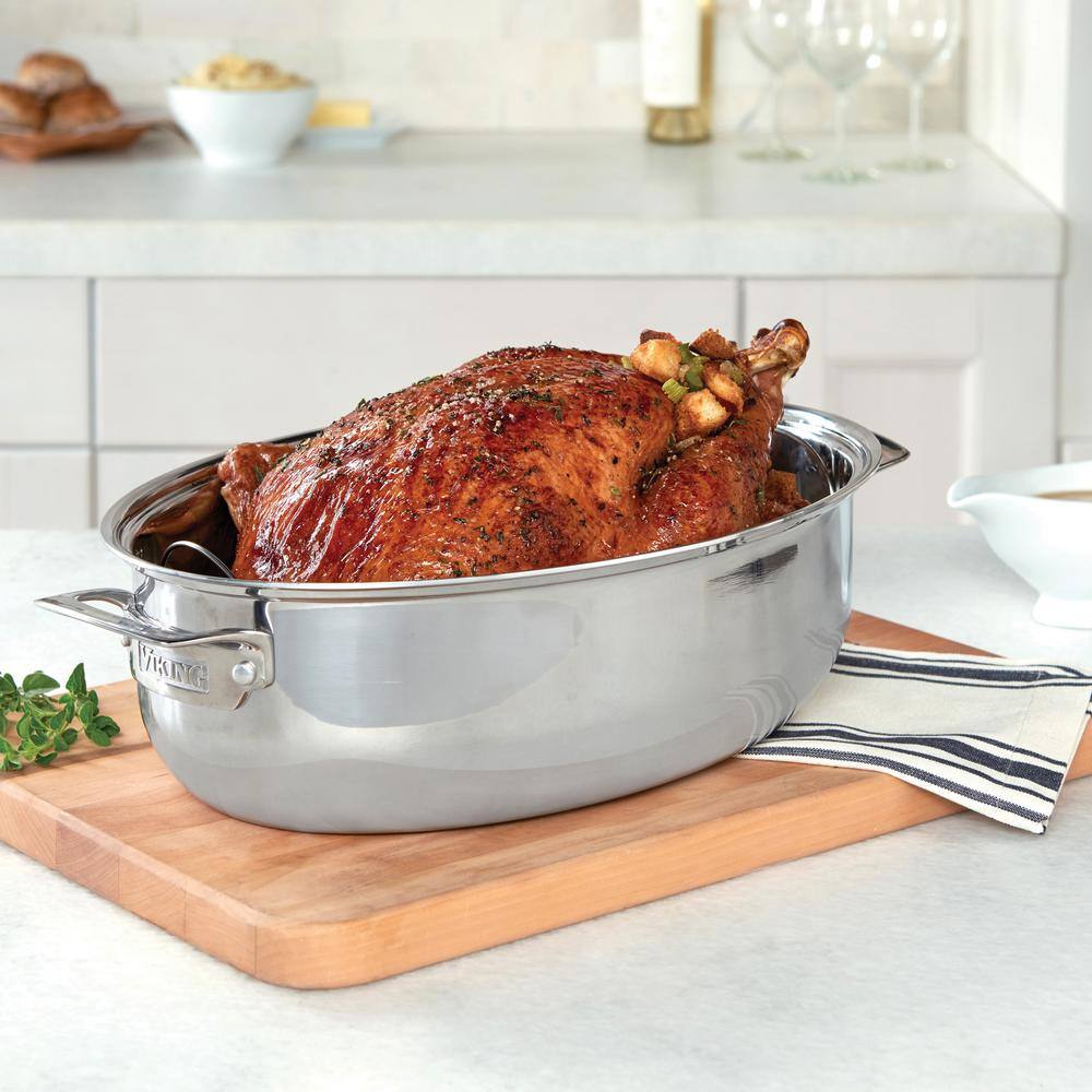 Viking 8.5 Quart Stainless Steel Oval Dutch Oven with Lid and Rack