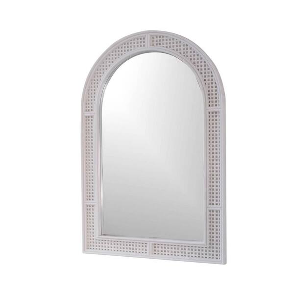 White rattan orders mirror