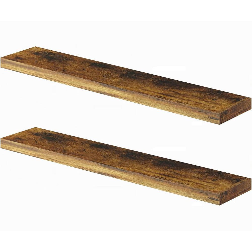 wood iron shelf 710*600*225〈ブラウン〉 39.37 in. W x 7.68 in. D Rustic Brown Wood Decorative Wall Shelf