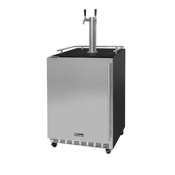 Kegco Digital Commercial Undercounter Full Size Beer Keg Dispenser with Dual Tap Commercial Direct Draw Kit Left Hinge