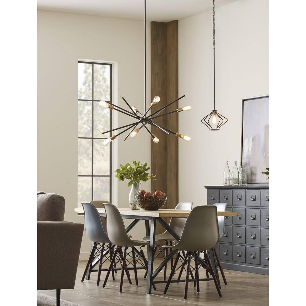 Antique Bronze Sputnik 8-Light Chandelier with Brass Accents