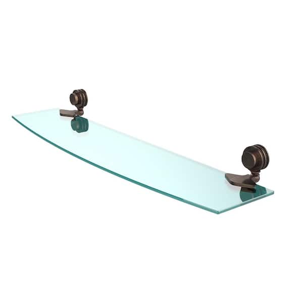 Allied Brass Venus 24 in. L x in. H x in. W Clear Glass Bathroom Shelf  with Dotted Accents in Venetian Bronze 433D/24-VB The Home Depot