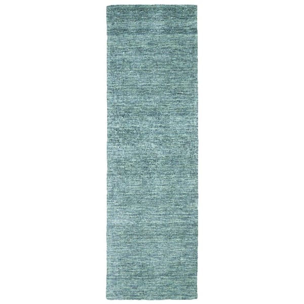 HomeRoots 2 ft. x 8 ft. Gray and Blue Solid Color Area Rug
