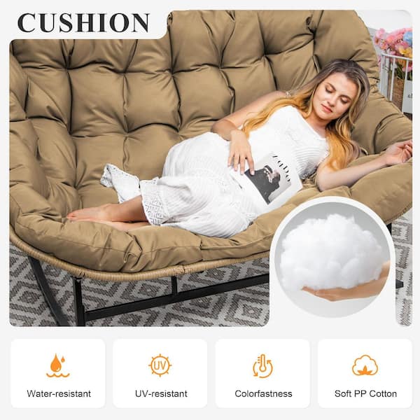 Oversized PE Wicker Outdoor Rocking Chair Double Egg Chair Rocker