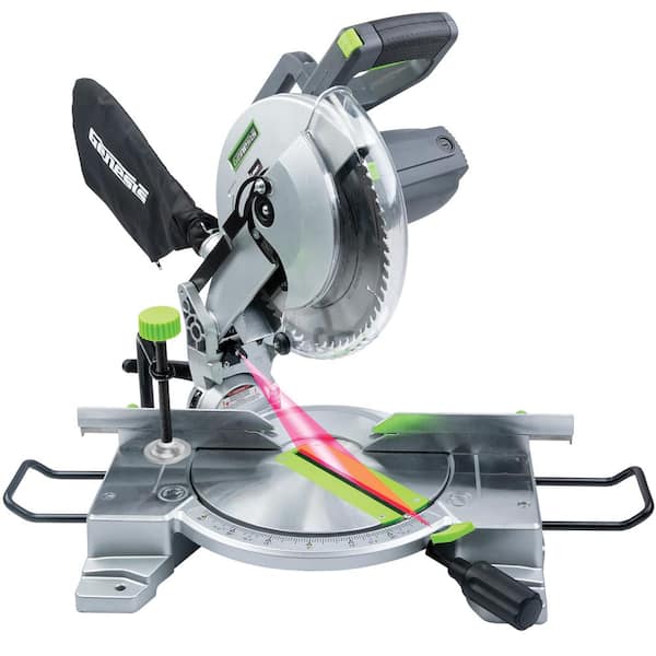 Genesis GMS1015LC 15 Amp 10 in. Compound Miter Saw with Laser Guide, 9 Positive Stops, Clamp, Dust Bag, 2 Wings and Blade - 1