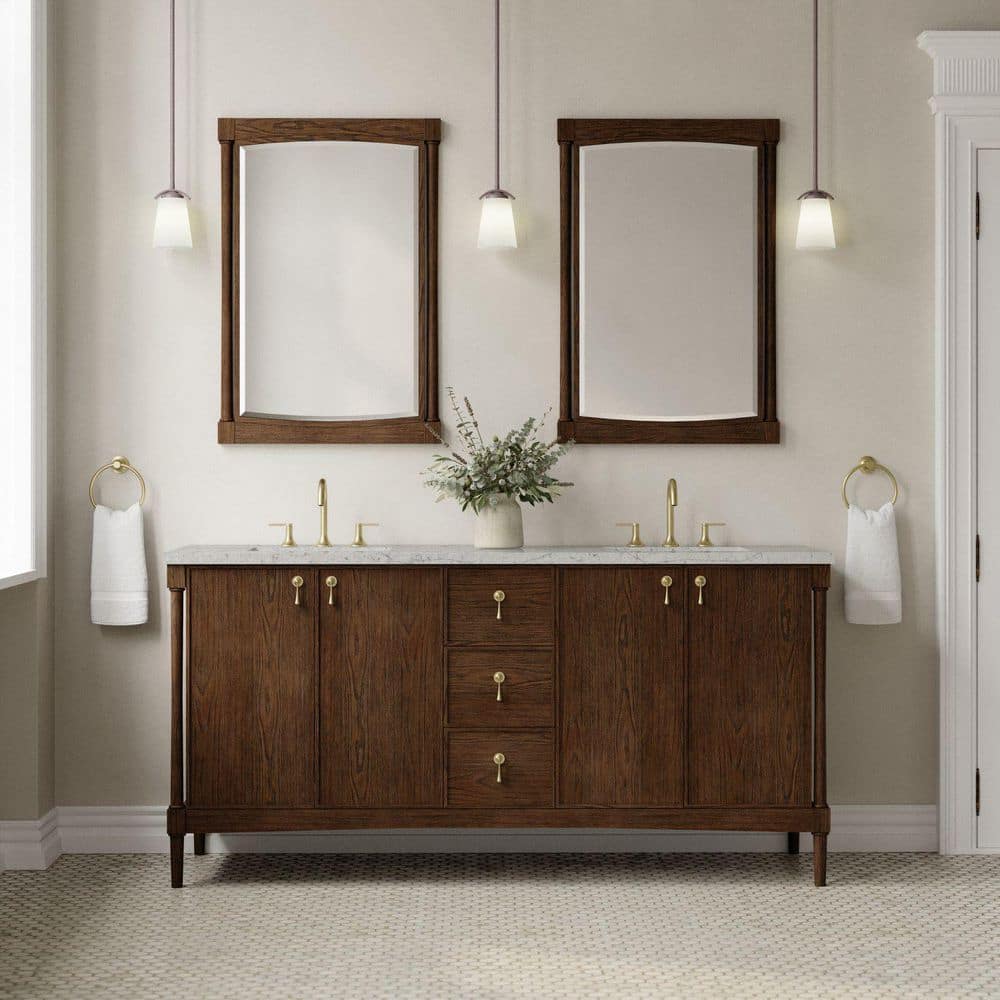 Kinnsden 72.0 in. Double Bath Vanity in Sable Oak with Eternal Jasmine Pearl Quartz Top price history on PriceWatchPro