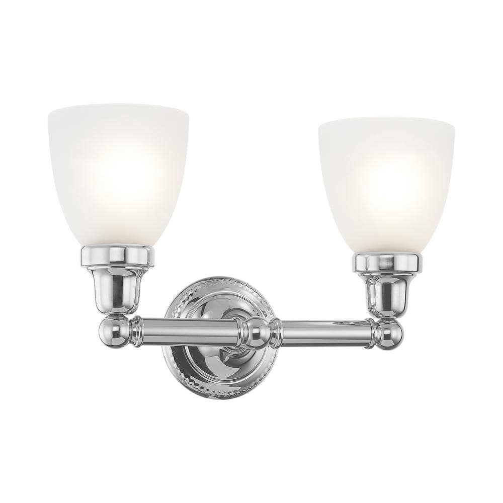 Polished Chrome 2-Light Vanity with Satin Opal Glass