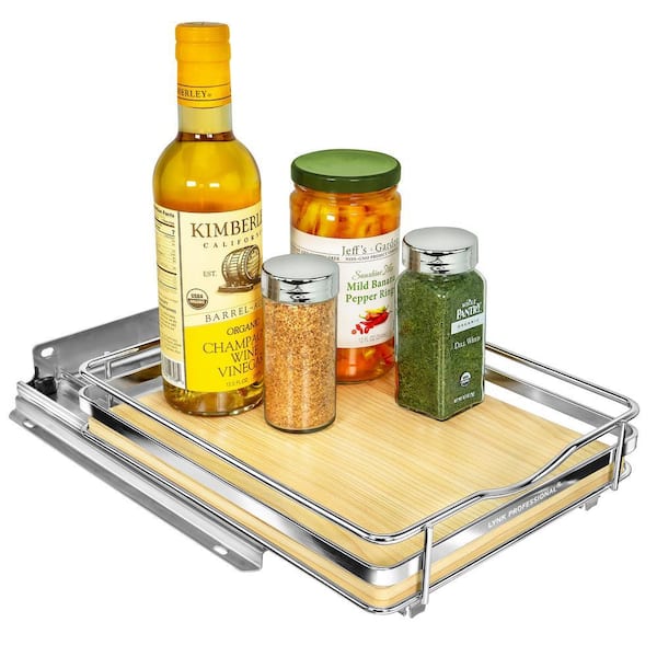 Elite Pull Out Spice Rack Organizer for Cabinet, 8-1/4 in. Wide, Wood-Chrome