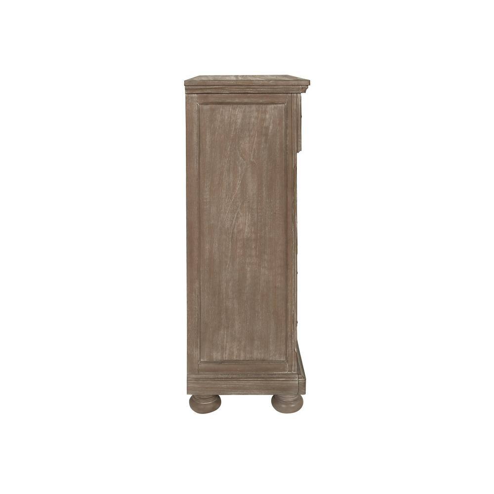 Allegra 5-Drawer Brown Solid Wood Chest with Felt Lined Drawer