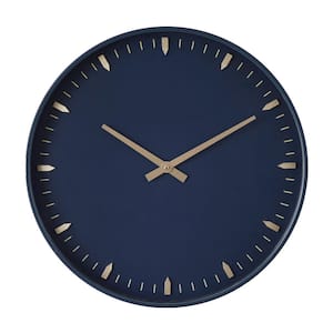 20 in. x 20 in. Dark Blue Glass Wall Clock with Gold Accents