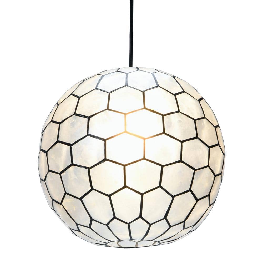 Philippine Artisan Black Capiz Honeycomb Globe LED Pendant Light