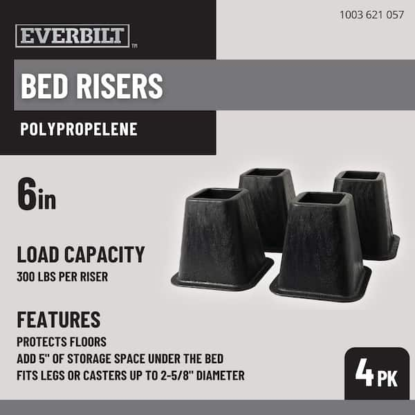 6 in. Black Bed Risers (4-Pack)