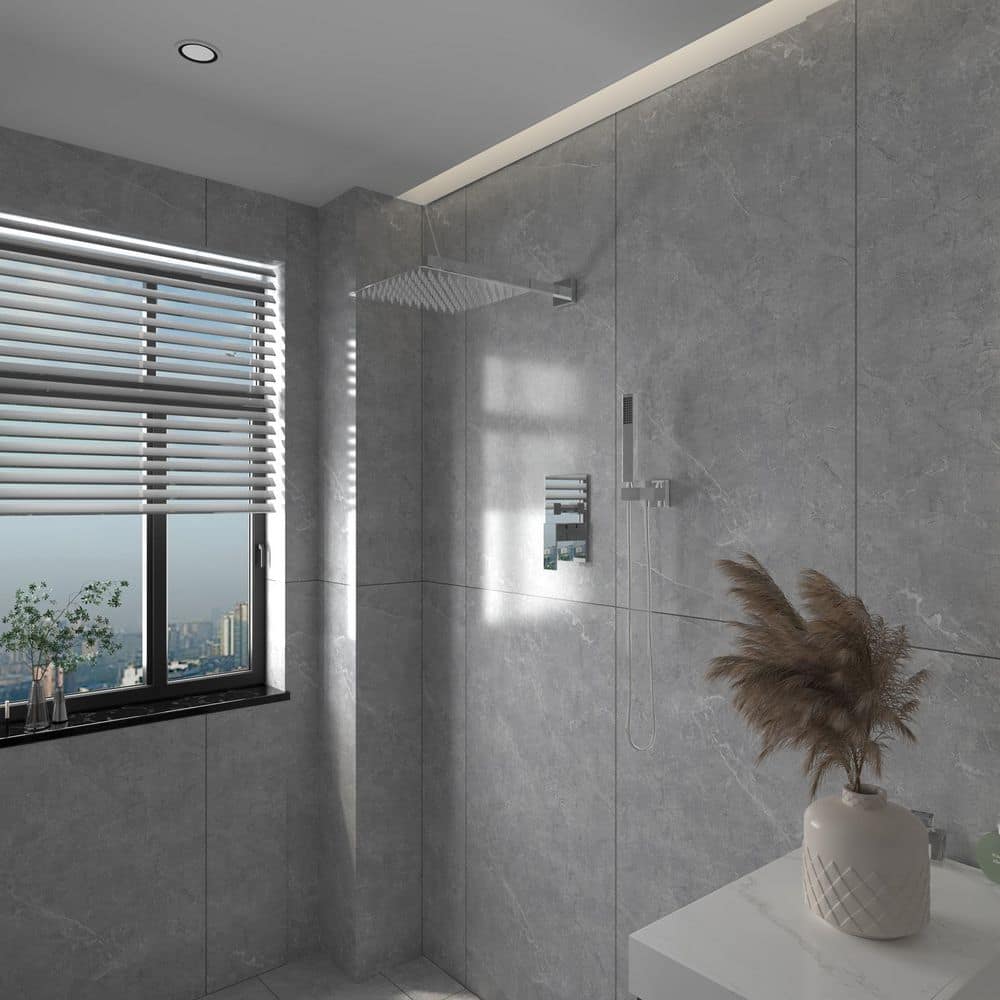 10 Inch Square Polished Chrome Rain Shower Combo Set