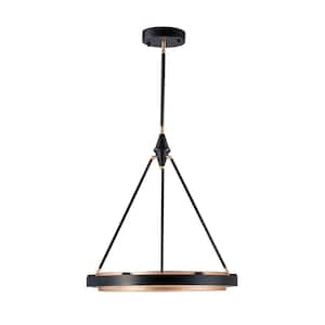 Duo 24 in. 1 Light 49-Watt Classic Black/Gold Shimmer Integrated LED Pendant Light