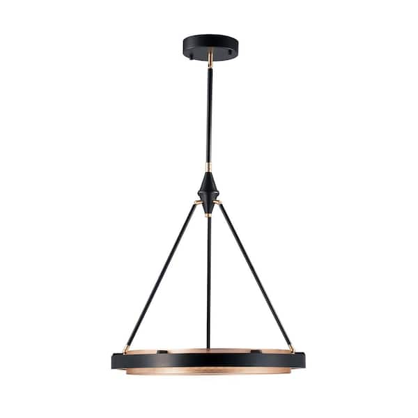 ALORA Duo 24 in. 1 Light 49-Watt Classic Black/Gold Shimmer Integrated LED Pendant Light