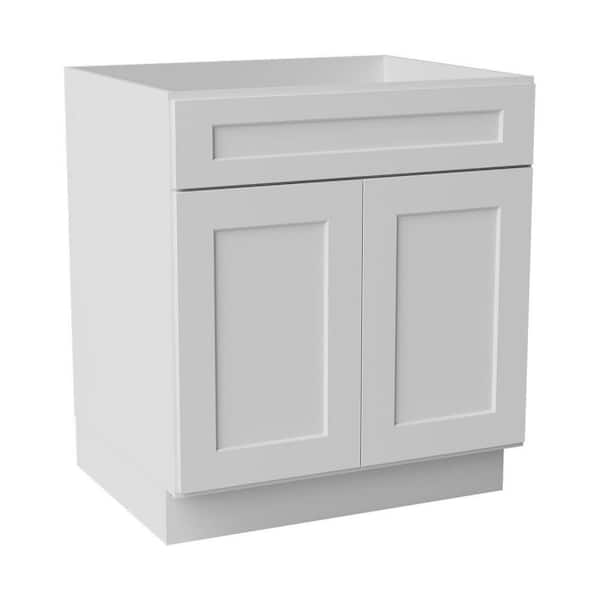30 in. W x 24 in. D x 34.5 in. H Ready to Assemble Solid Wood Shaker Sink Base Kitchen Cabinet in White