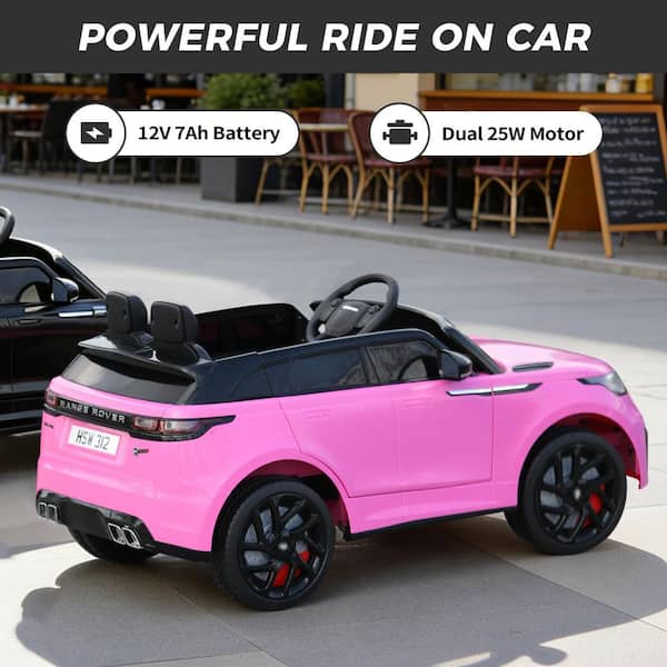 Coche Eléctrico Infantil Range Rover Evoque 12V Rosa | 2 Motores De 35W Con Mando A Distancia | Arranque Suave Y Cinturón De Seguridad | Regalo +3 Años