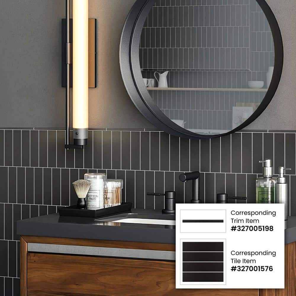 Matte Black Ceramic Subway Wall and Floor Tile