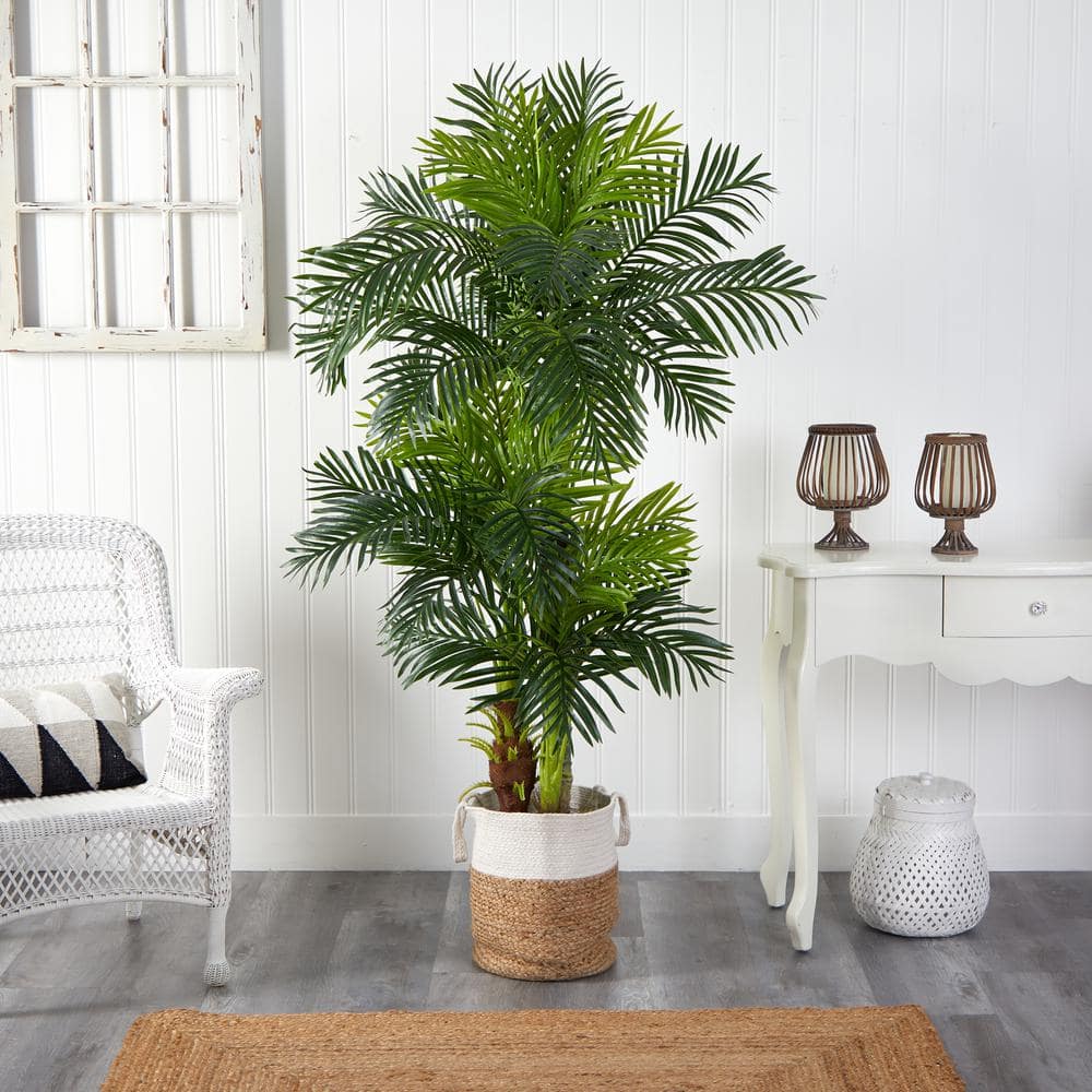 Nearly Natural 6 ft. Green Hawaii Artificial Palm Tree in Handmade ...