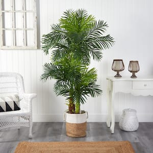 6 ft. Green Hawaii Artificial Palm Tree in Handmade Natural Jute and Cotton Planter