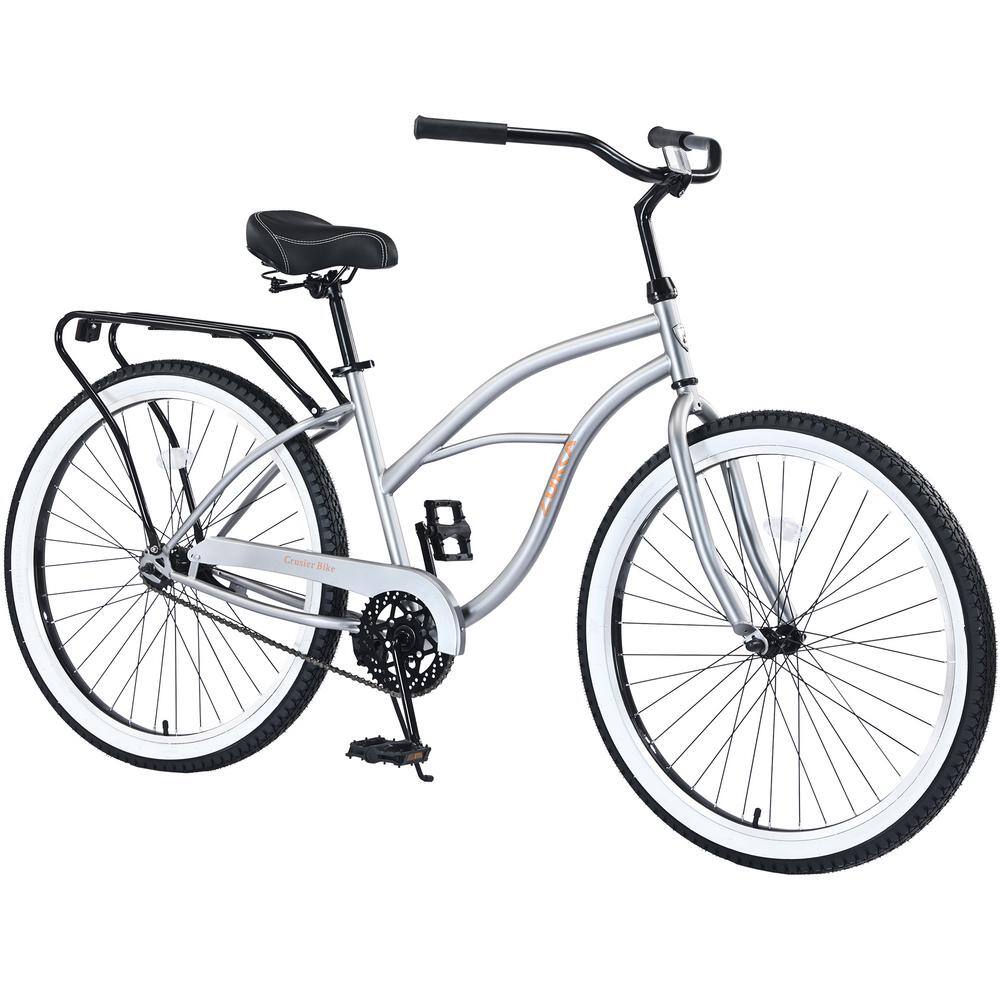 26 in. Outdoor Steel Single Speed Bike with Rear Cargo Rack for Flat and Ea
