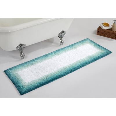 Torrent Collection Turquoise 20 in. x 60 in. 100% Cotton Bath Rug